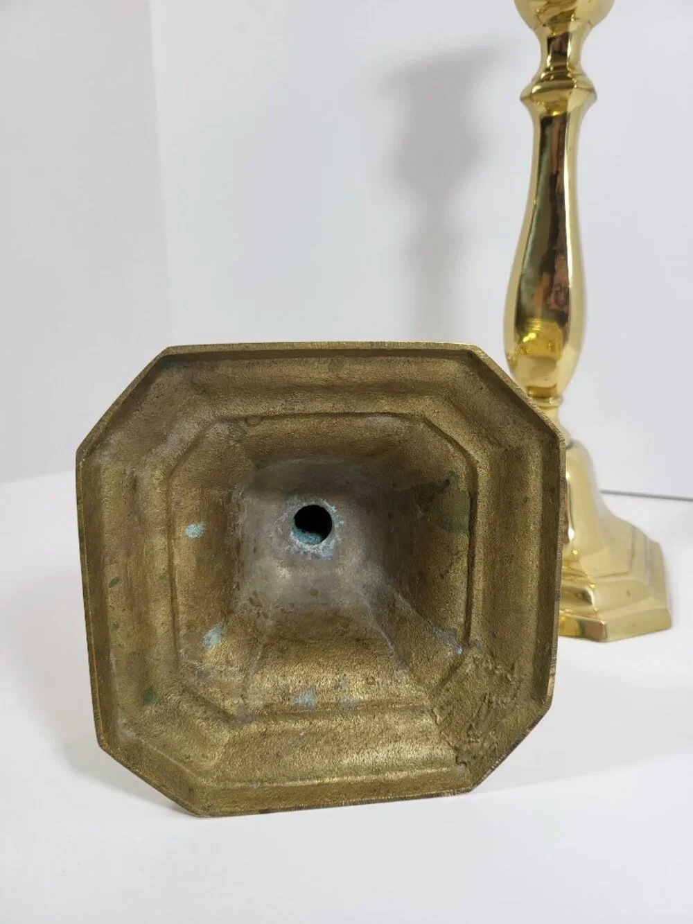 Vintage Solid Brass Candlestick Holder Pair 11.5” Tall, Traditional Mantle Decor